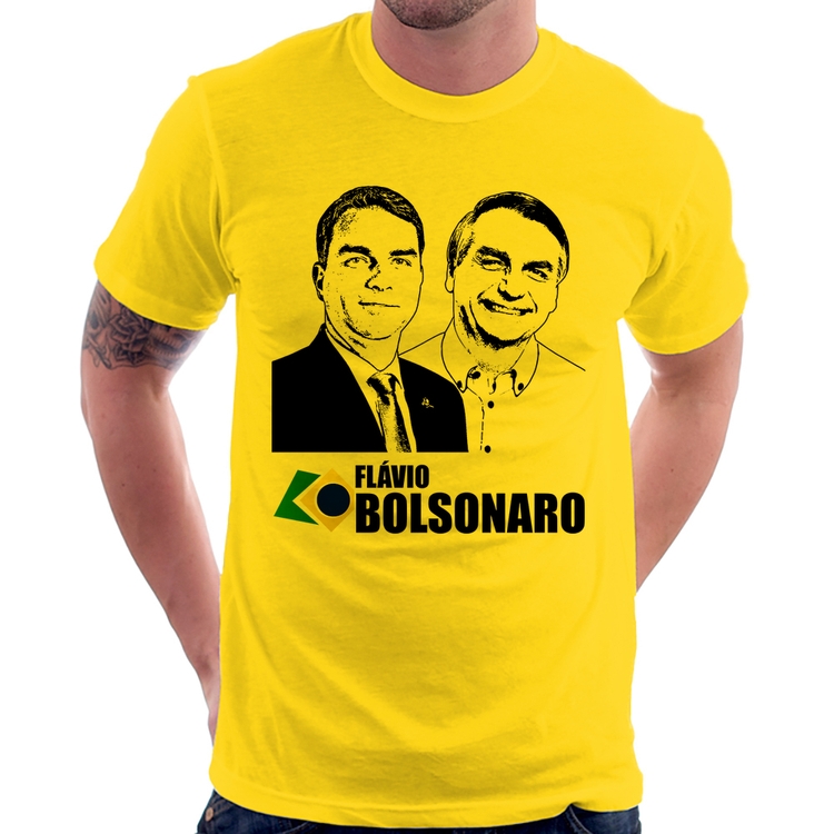 Camiseta Flávio e Jair Bolsonaro 2026 - Amarela