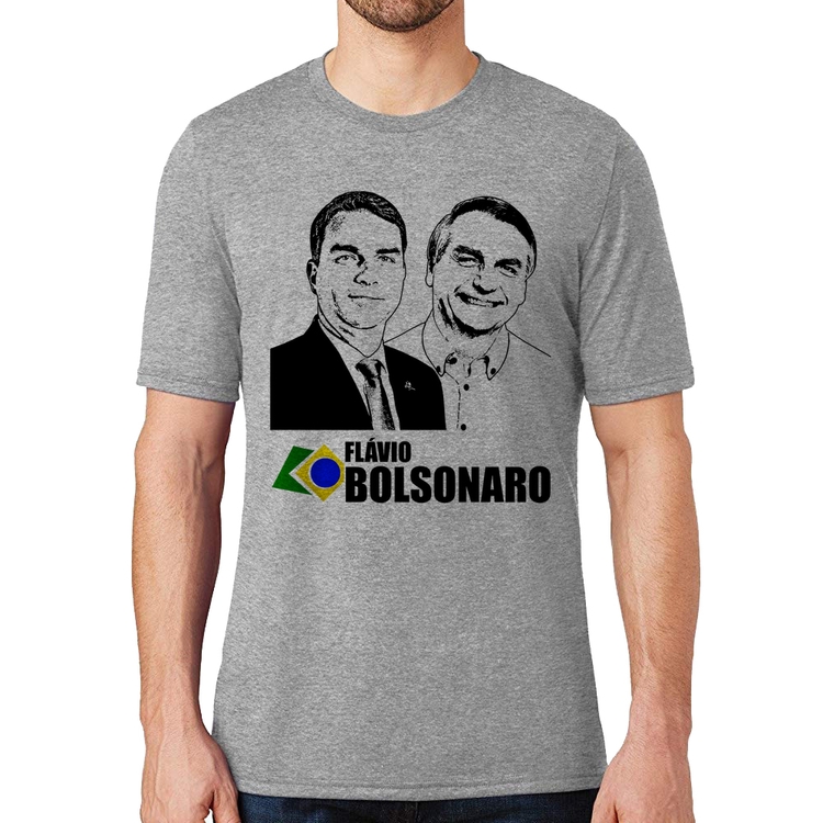 Camiseta Flávio e Jair Bolsonaro 2026 - Cinza