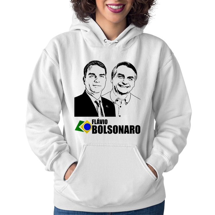 Moletom Feminino Flávio e Jair Bolsonaro 2026 - Branco