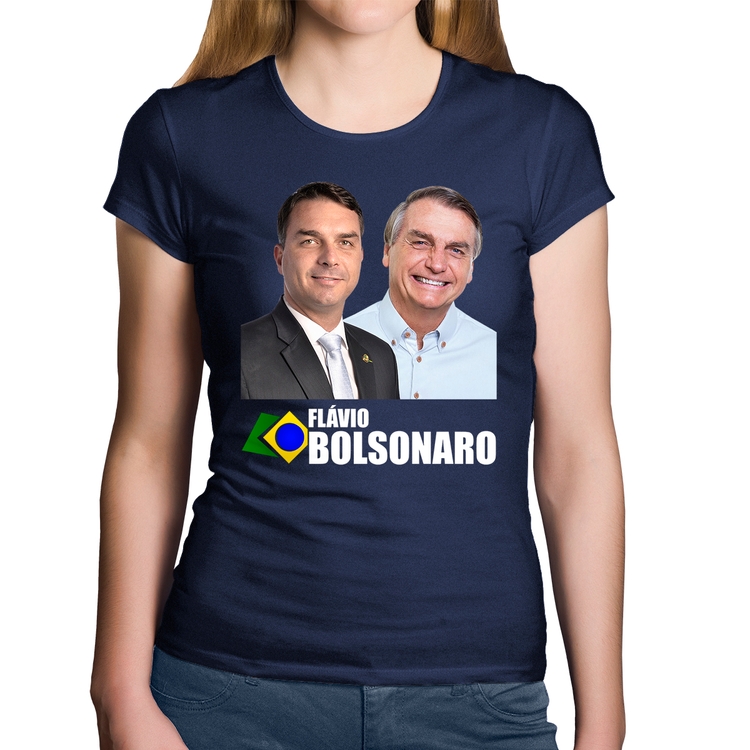 Baby Look Algodão Flávio e Jair Bolsonaro - Marinho