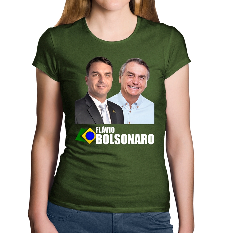 Baby Look Algodão Flávio e Jair Bolsonaro - Musgo