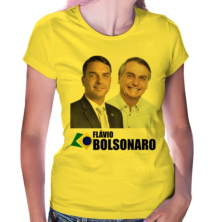 Baby Look Flávio e Jair Bolsonaro - Amarela