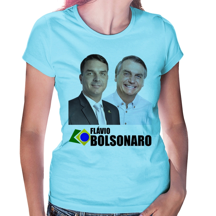 Baby Look Flávio e Jair Bolsonaro - Azul Bebê