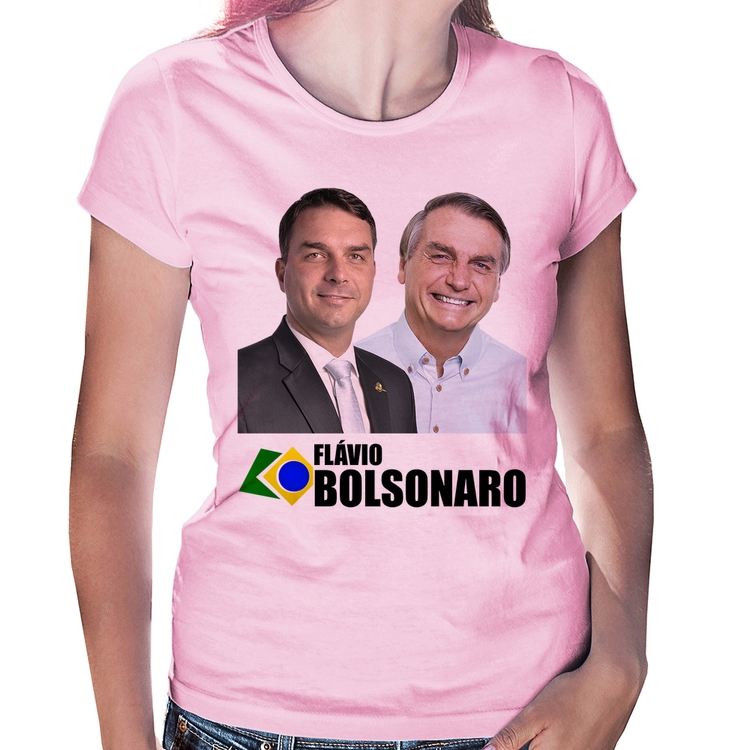 Baby Look Flávio e Jair Bolsonaro - Rosa Bebê