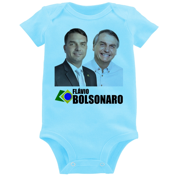 Body Bebê Flávio e Jair Bolsonaro - Azul Bebê