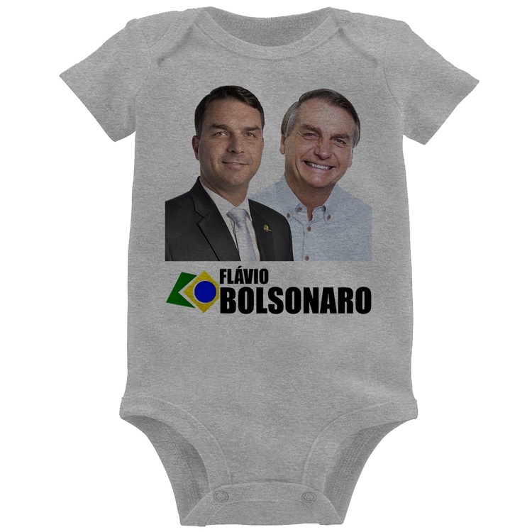 Body Bebê Flávio e Jair Bolsonaro - Cinza
