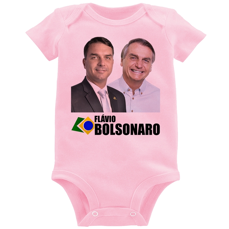 Body Bebê Flávio e Jair Bolsonaro - Rosa Bebê
