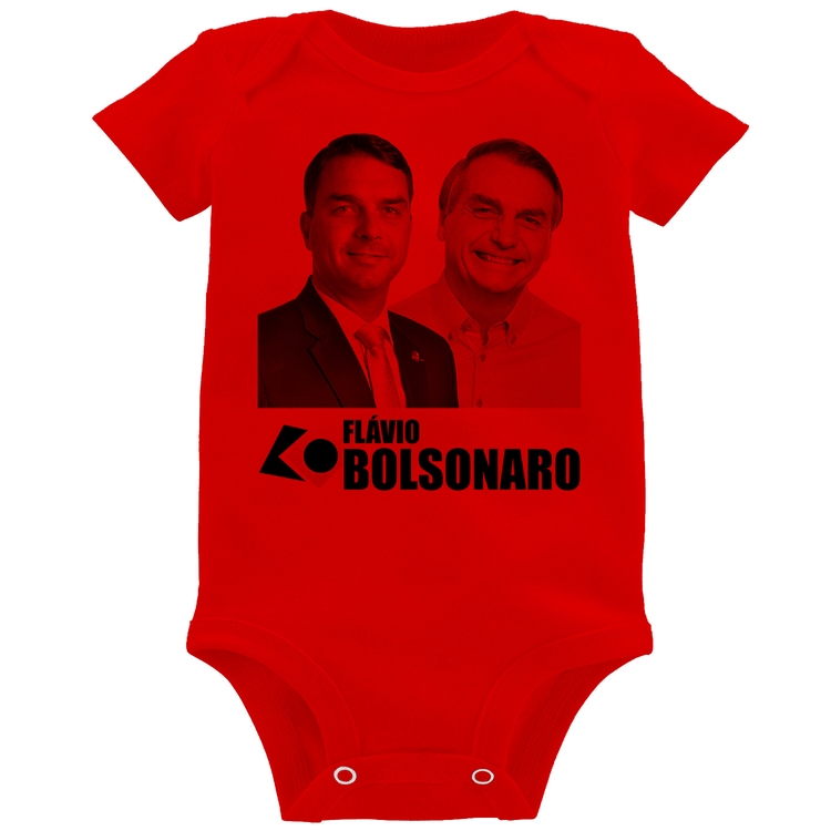 Body Bebê Flávio e Jair Bolsonaro - Vermelho