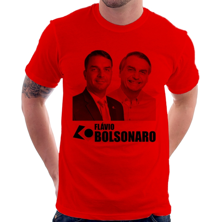 Camiseta Flávio e Jair Bolsonaro - Vermelha