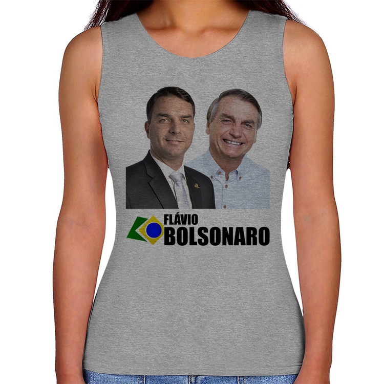 Regata Feminina Flávio e Jair Bolsonaro - Cinza