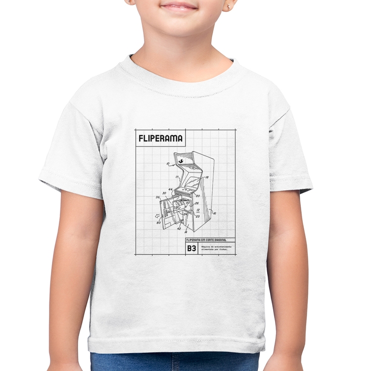 Camiseta Algodão Infantil Fliperama - Branca