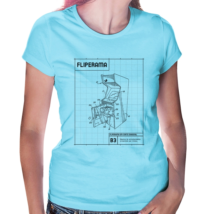 Baby Look Fliperama - Azul Bebê