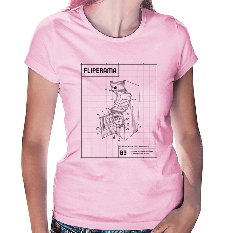 Baby Look Fliperama - Rosa Bebê