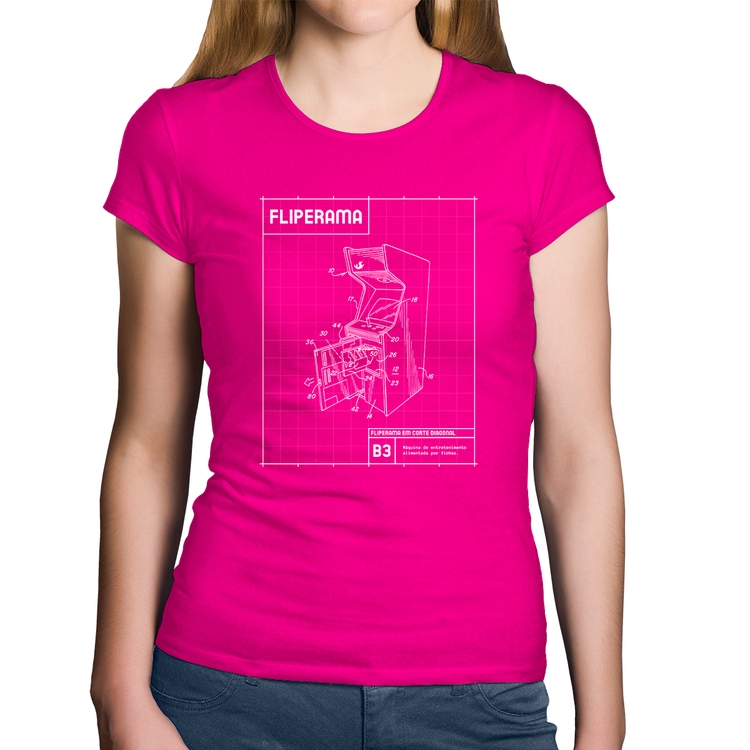 Baby Look Algodão Fliperama - Rosa