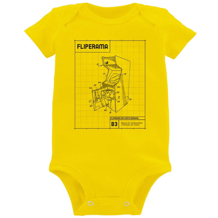 Body Bebê Fliperama - Amarelo