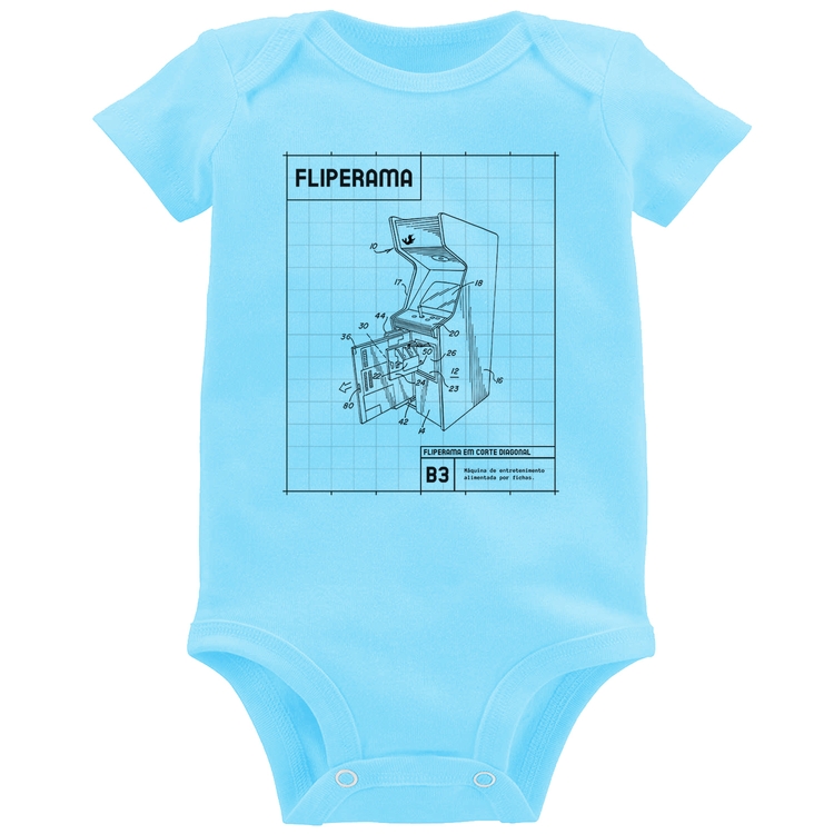 Body Bebê Fliperama - Azul Bebê