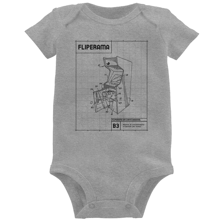 Body Bebê Fliperama - Cinza