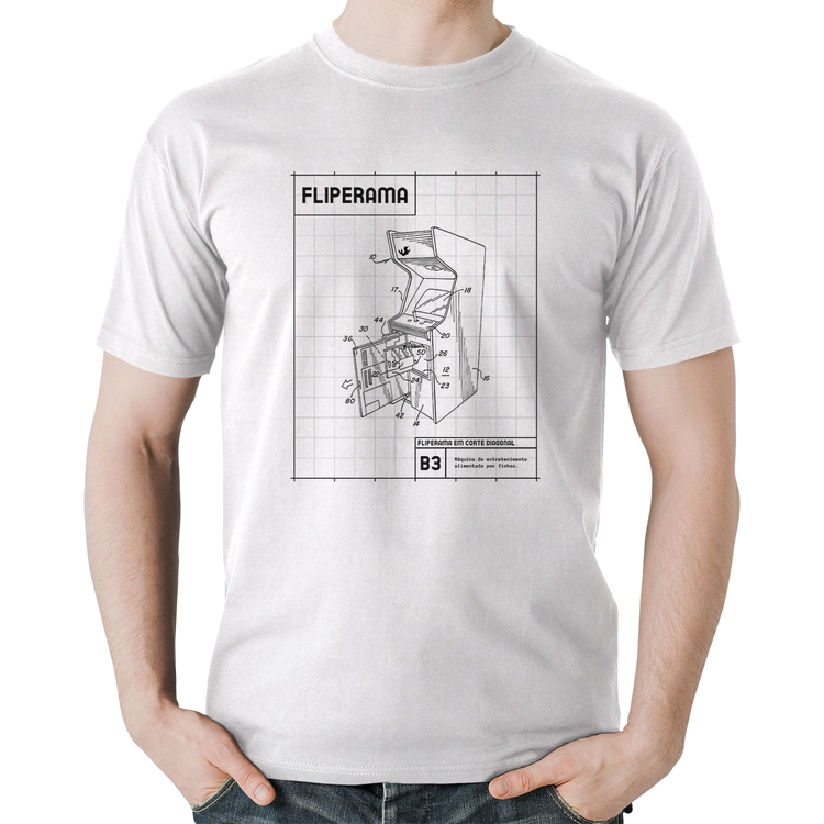 Camiseta Algodão Fliperama - Branca