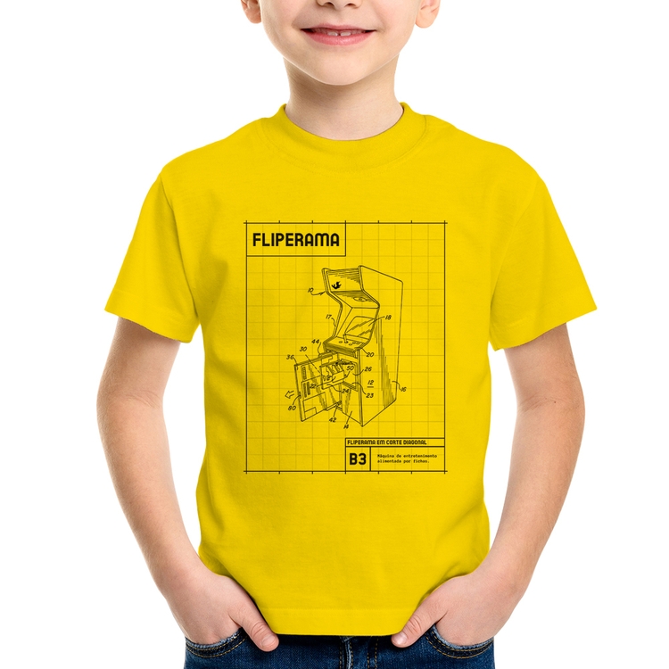 Camiseta Infantil Fliperama - Amarela