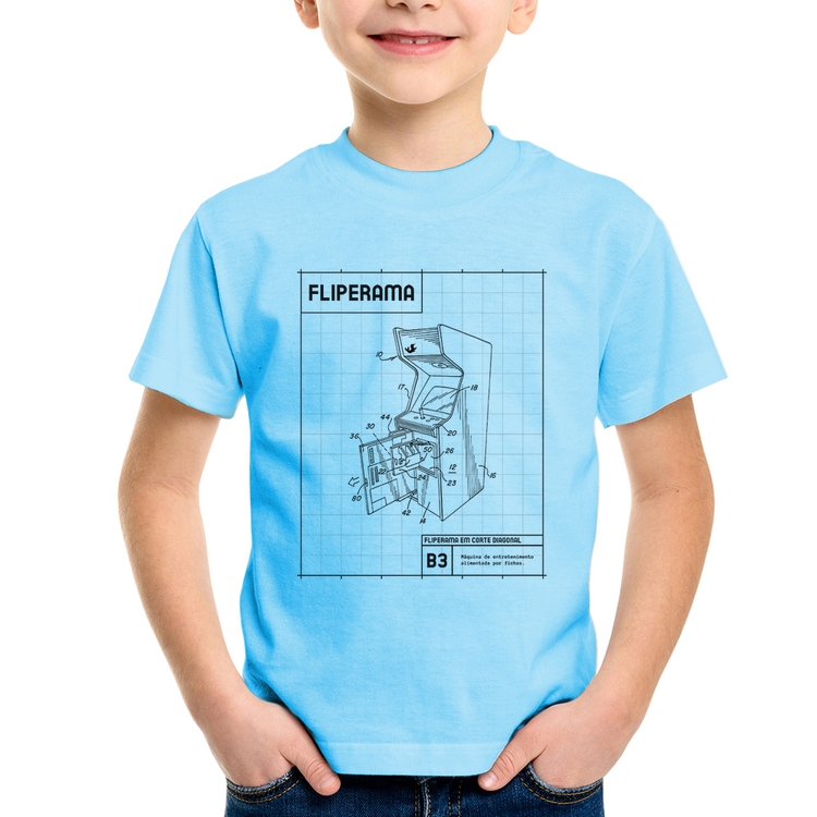 Camiseta Infantil Fliperama - Azul Bebê