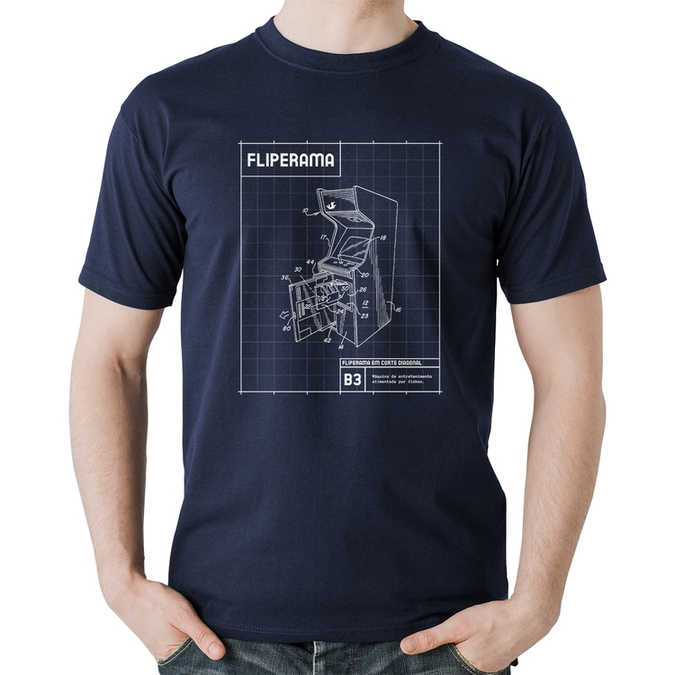 Camiseta Algodão Fliperama - Marinho