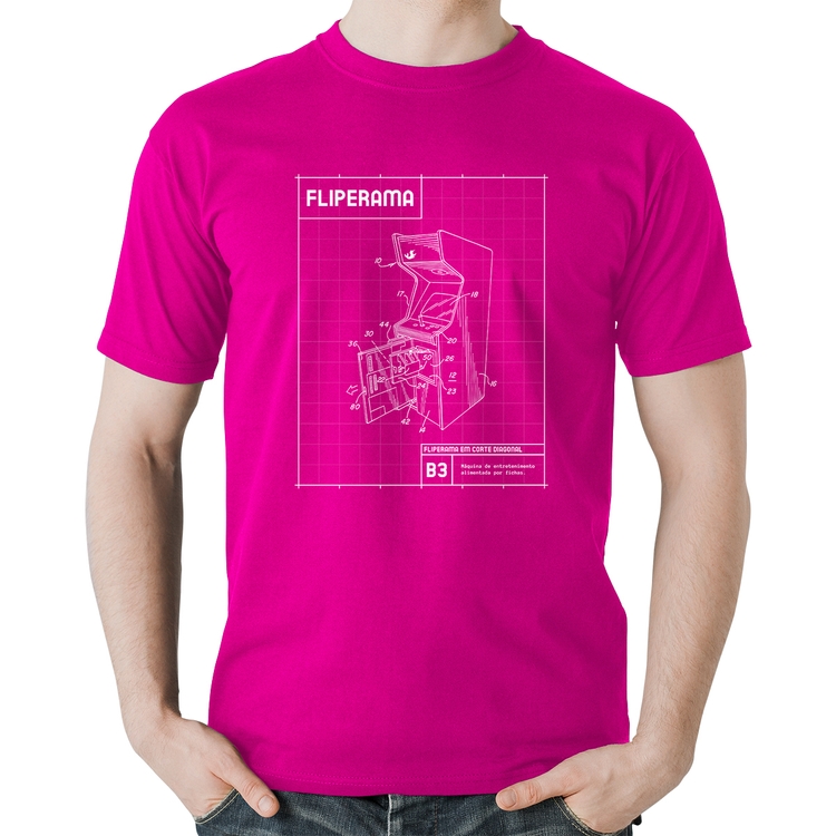 Camiseta Algodão Fliperama - Rosa