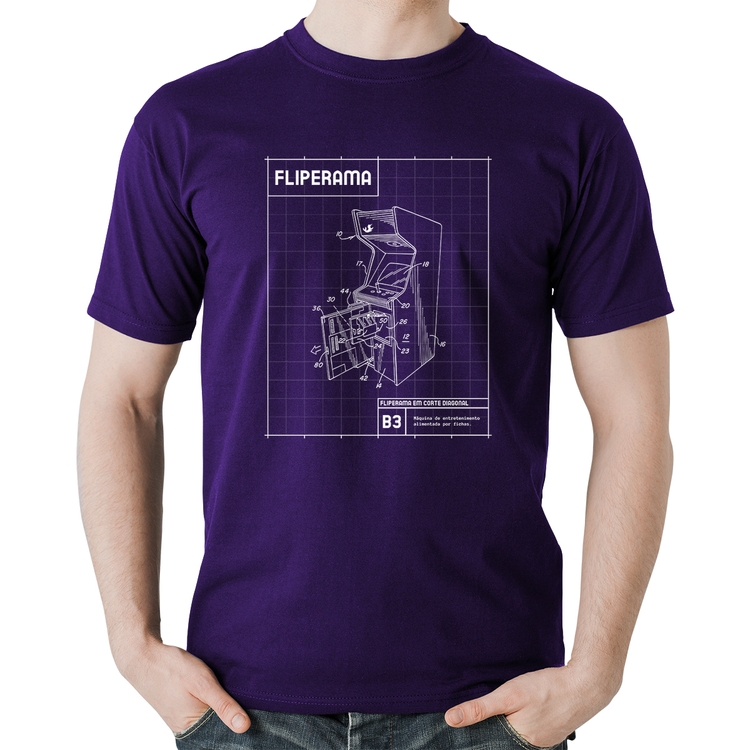 Camiseta Algodão Fliperama - Roxa