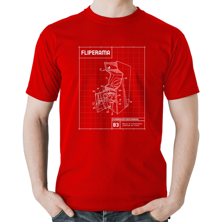 Camiseta Algodão Fliperama - Vermelha