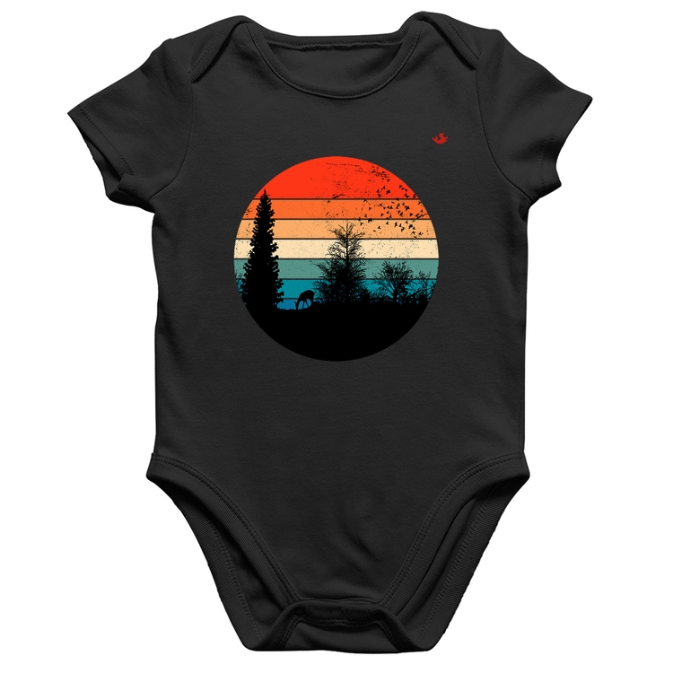 Body Bebê Algodão Floresta Vintage Sunset