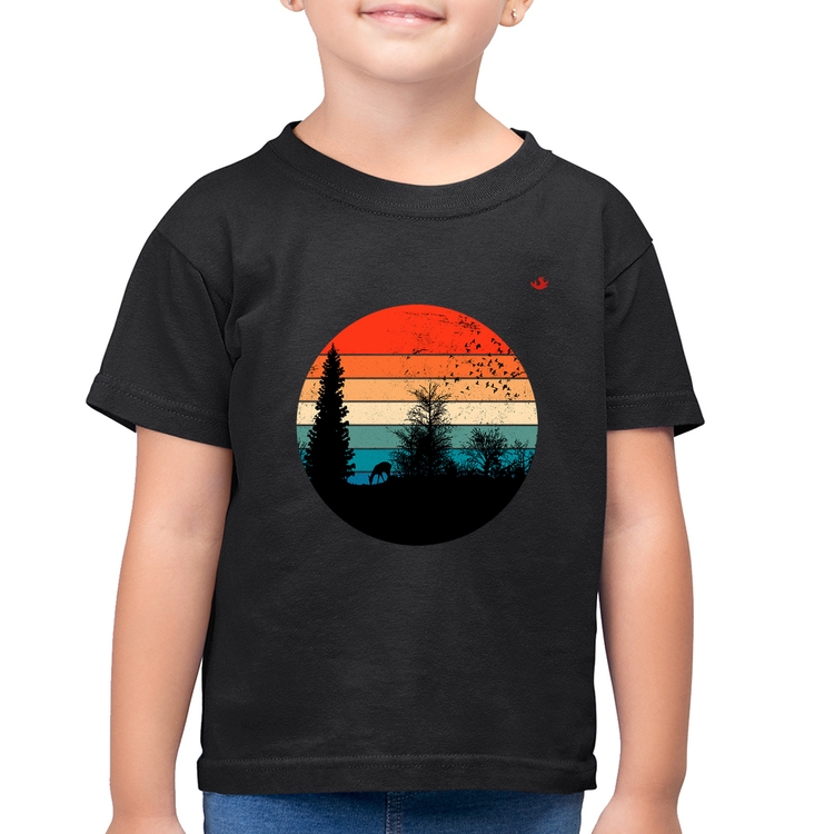Camiseta Algodão Infantil Floresta Vintage Sunset