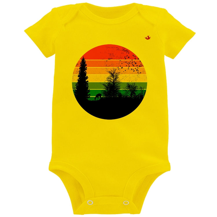 Body Bebê Floresta Vintage Sunset - Amarelo