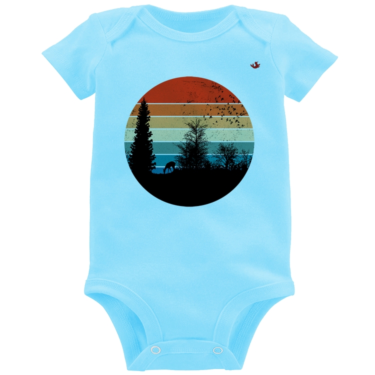 Body Bebê Floresta Vintage Sunset - Azul Bebê