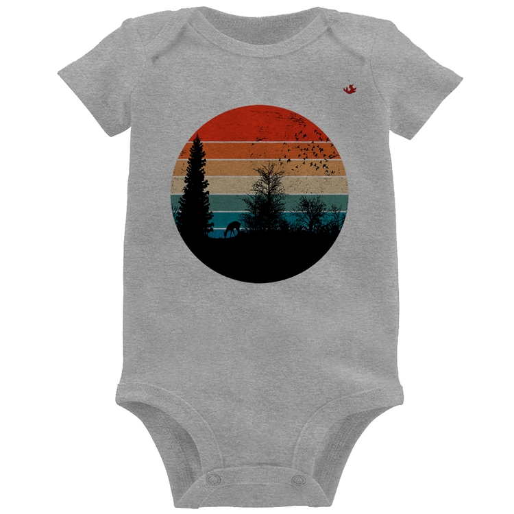 Body Bebê Floresta Vintage Sunset - Cinza