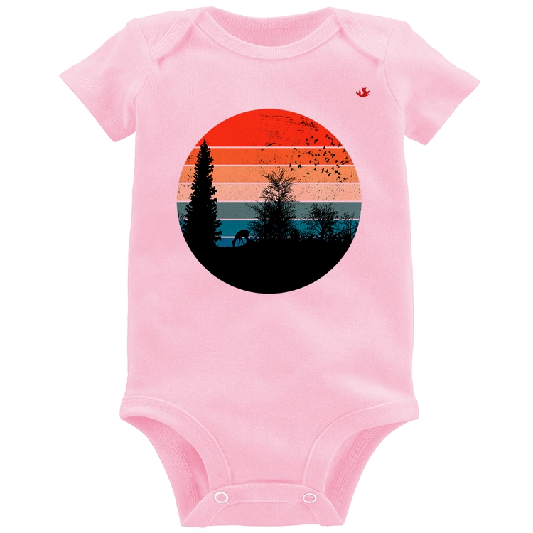 Body Bebê Floresta Vintage Sunset - Rosa Bebê