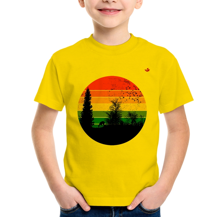 Camiseta Infantil Floresta Vintage Sunset - Amarela