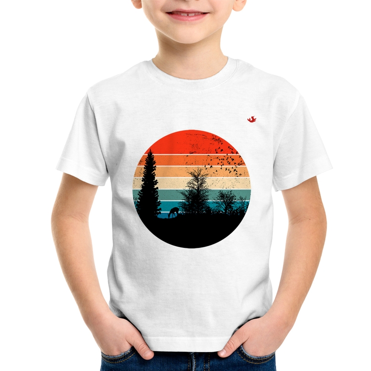 Camiseta Infantil Floresta Vintage Sunset