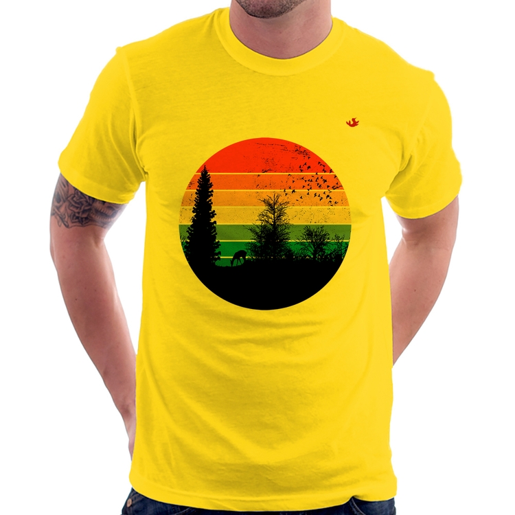 Camiseta Floresta Vintage Sunset - Amarela