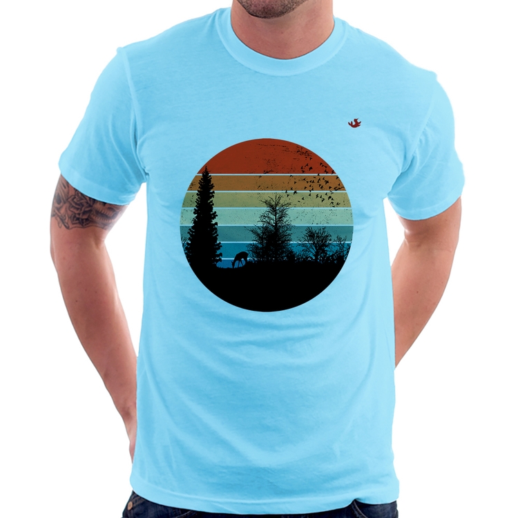 Camiseta Floresta Vintage Sunset - Azul Bebê