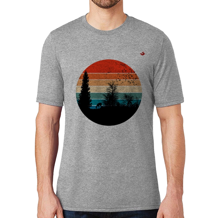 Camiseta Floresta Vintage Sunset - Cinza
