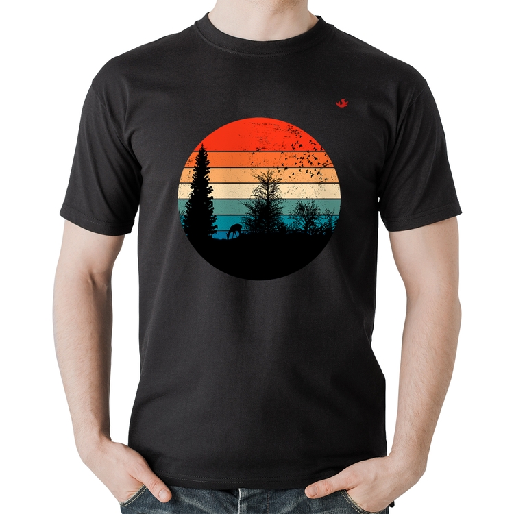 Camiseta Algodão Floresta Vintage Sunset