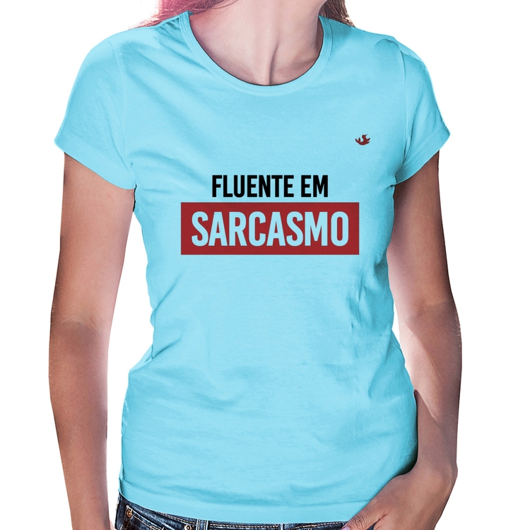 Baby Look Fluente em sarcasmo - Azul Bebê