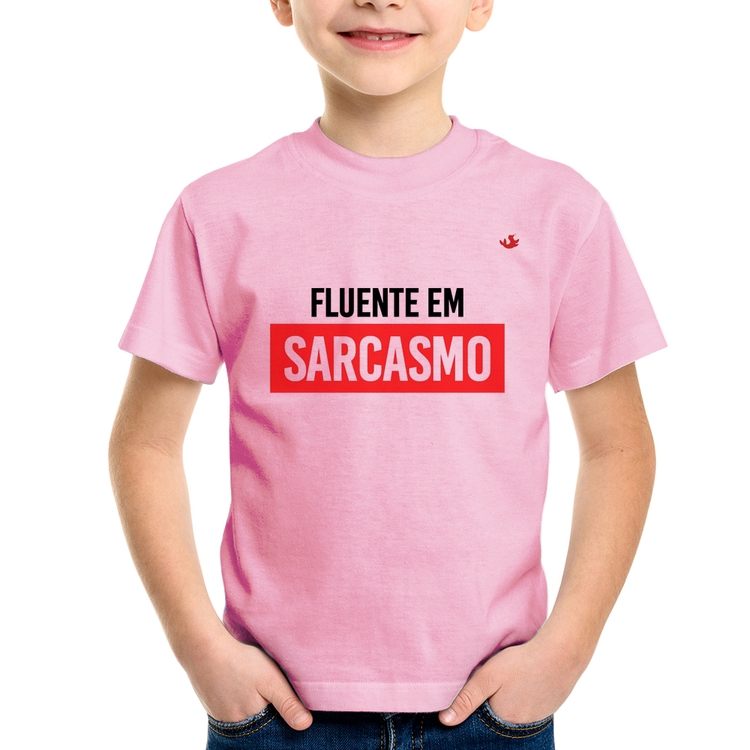 Camiseta Infantil Fluente em sarcasmo - Rosa Bebê