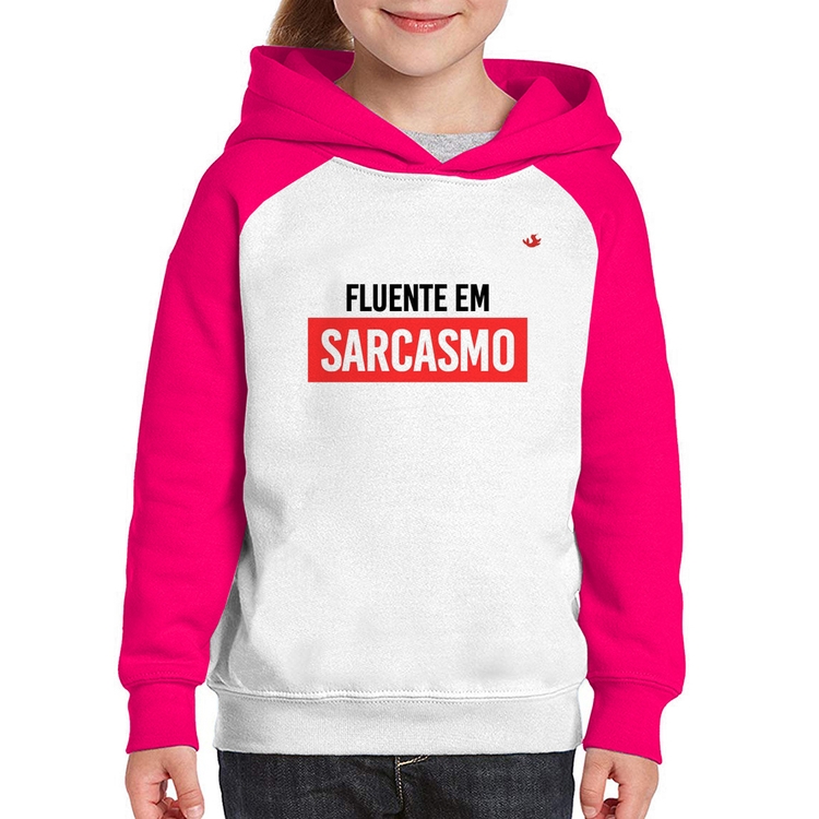 Moletom Infantil Fluente em sarcasmo - Branco/Rosa