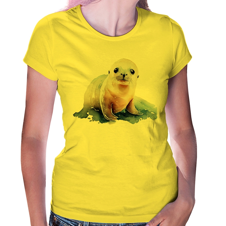 Baby Look Foca Bebê - Amarela