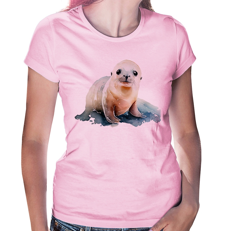 Baby Look Foca Bebê - Rosa Bebê