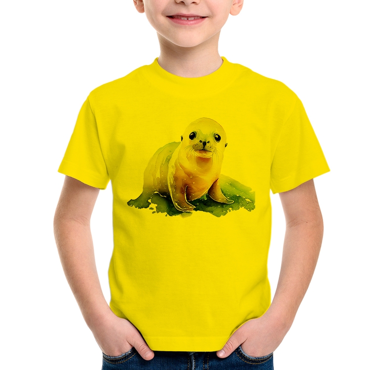 Camiseta Infantil Foca Bebê - Amarela