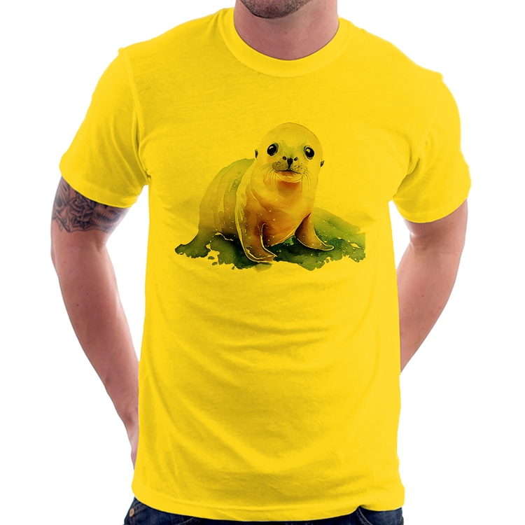 Camiseta Foca Bebê - Amarela