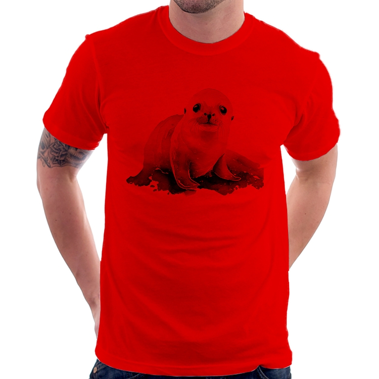 Camiseta Foca Bebê - Vermelha