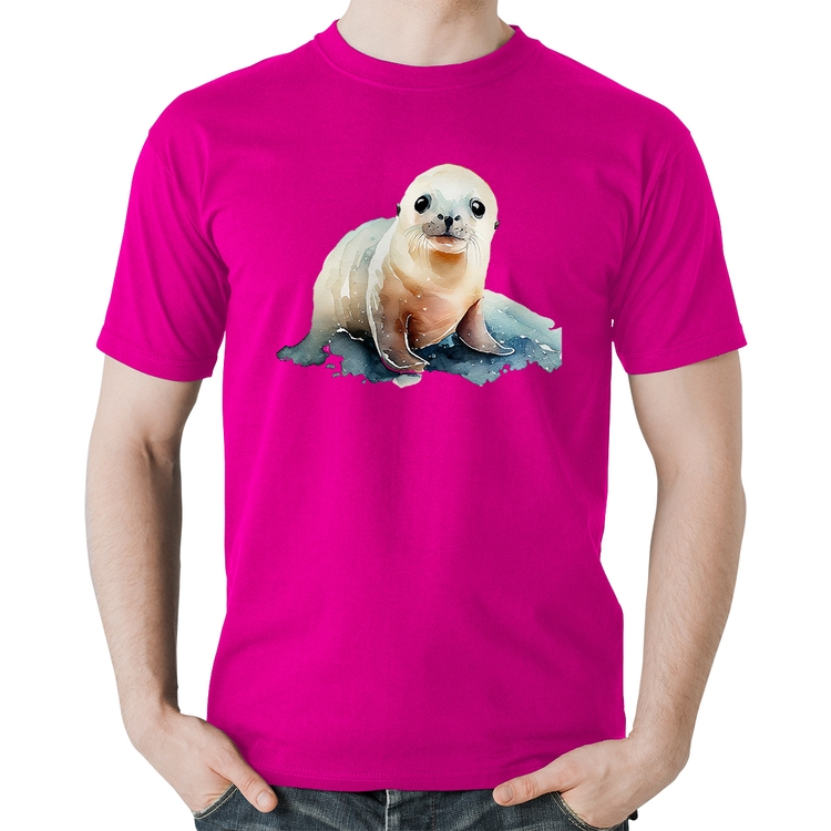 Camiseta Algodão Foca Bebê - Rosa
