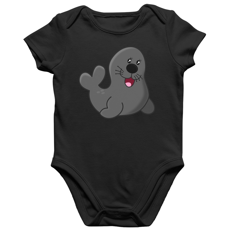 Body Bebê Algodão Foca Feliz